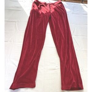 Vintage Tracksuit Velour Lounge Pants Burgundy Red Y2K Snap Back Pockets Size L